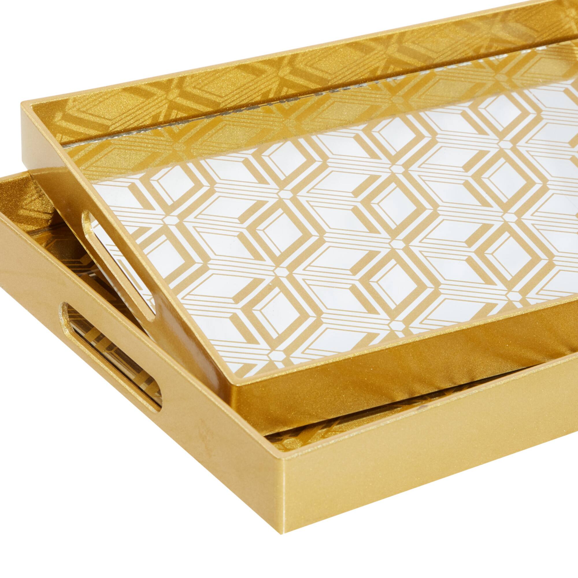 CosmoLiving by Cosmopolitan Gold Plastic Glam Tray Set